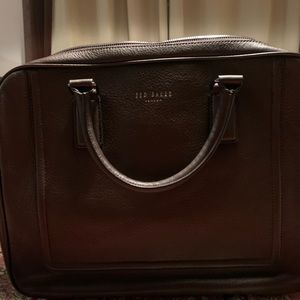 Perfect Ted Baker London brown leather laptop bag